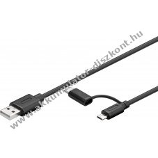 2in1 USB kbel Micro-B s USB-C csatlakozkkal egytt 1m