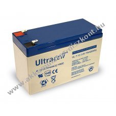 Ultracell lom Akkumultor 12V 7Ah UL7-12 csatlakoz: F1 helyettesti 12V 7,2Ah