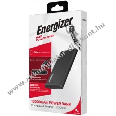 Energizer MAX Powerbank 10000mAh, 10,5W, fekete