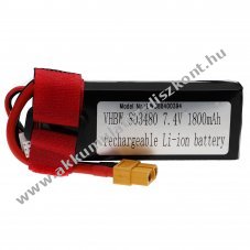 Helyettest modell / RC Akku 7.4V, Li-Polymer, 1800mAh, XT60 csatlakoz, 91mm x 36mm x 18mm