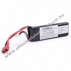 Helyettest modell / RC Akku LiPo 7.4V 1600mAh, T csatlakoz AWG16, JST-XH 2.54 AWG24
