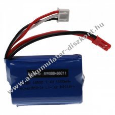 Helyettest modell / RC Akku 7.4V, Li-Ion, 1100mAh, JST csatlakoz