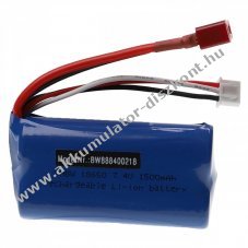 Helyettest modell / RC Akku 7.4V, Li-Ion, 1500mAh, T csatlakoz