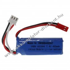 Helyettest modell / RC Akku 7.4V, Li-Polymer, 450mAh, JST-csatlakoz