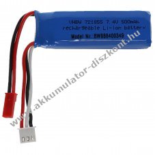 Helyettest modell / RC Akku 7.4V, Li-Polymer, 500mAh, JST-csatlakoz