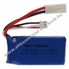 Helyettest modell / RC Akku 7.4V, Li-Polymer, 1500mAh, EL-2P-csatlakoz