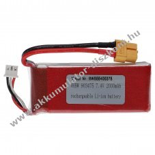 Helyettest modell / RC Akku 7.4V, Li-Polymer, 2000mAh, XT60-csatlakoz, 84mm x 35mm x 19mm