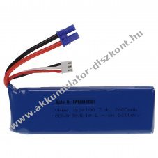 Helyettest modell / RC Akku 7.4V, Li-Polymer, 2400mAh, EC-csatlakoz, 101mm x 34mm x 15mm