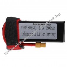 Helyettest modell / RC Akku 11.1V, Li-Polymer, 1800mAh, XT60 csatlakoz, 91mm x 36mm x 26mm