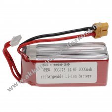 Helyettest modell / RC Akku 14.8V, Li-Polymer, 2000mAh, XT60 csatlakoz, 88mm x 35mm x 38mm