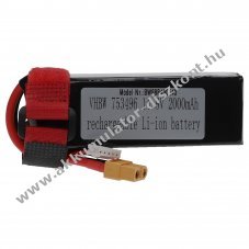 Helyettest modell / RC Akku 14.8V, Li-Polymer 2000mAh XT60 csatlakoz 105mm x 36mm x 32mm