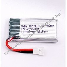 Helyettest modell / RC Akku 3.7V, Li-Po, 400mAh, XH2.54 csatlakoz 20C