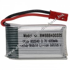 Helyettest modell / RC Akku 3.7V, Li-Po, 600mAh, JST csatlakoz, 44mm x 25mm x 9mm