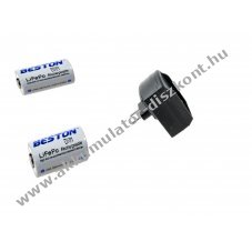 Akkumultor tlt  2db CR2 / CR-2 Akkumultorhoz (Csak 3V Li-Fe Akkumultorhoz!) + 2db CR2 / CR-2 Akkumultor