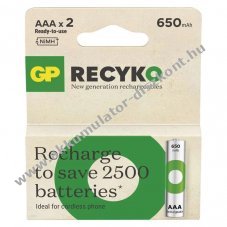 GP ReCyko Ni-MH Akkumultor HR03 (AAA) 650mAh 2db/csomag