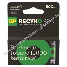 GP ReCyko Pro NiMH Akkumultor HR03 (AAA) 800mAh 4db/csomag