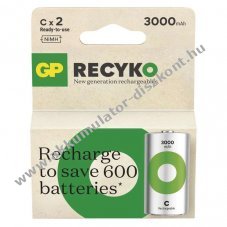 GP ReCyko Ni-MH Akkumultor HR14 bbi Akkumultor (C), 3000mAh 2db/csomag - Kirusts!