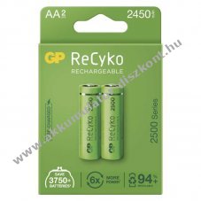 GP ReCyko HR6 (AA) ceruza Akkumultor 2450mAh 2db/csomag - Kirusts! - A kszlet erejig!