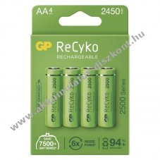 GP ReCyko HR6 (AA) 2450mAh ceruza Akkumultor 4db/csomag - Kirusts!