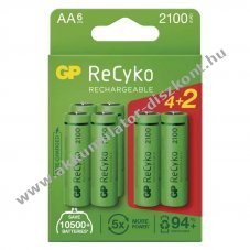 GP ReCyko NiMH Akkumultor HR6 (AA) 2100mAh 6db - A kszlet erejig!