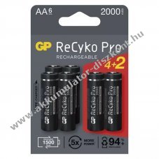 GP ReCyko Pro Ni-MH ceruza Akkumultor HR6 (AA) 2000mAh 4+2db