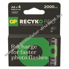 GP ReCyko Pro Photo Flash Ni-MH Akkumultor HR6 (AA), 2000mAh 4db/csomag - A kszlet erejig!