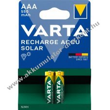 Varta Akkumultor AAA/HR03 SOLAR 550mAh NiMH 2db/csom.