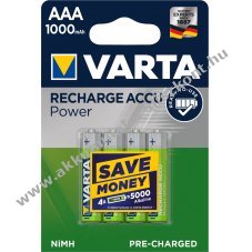 Varta Power Akkumultor HR03 LR03 Micro AAA NiMH tpus 5703301402 4db/csom. 1000mAh