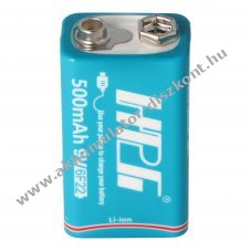9V Block Akkumultor Micro-USB aljzattal, 6F22, 6LR61, Li-Ion, 8.4V, 500mAh mikro USB kbellel