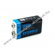 EXTENSILO 9V Block Akkumultor Micro-USB aljzat, 6F22, 6LR61, Li-Ion, 8.4V, 1000mAh USB kbellel