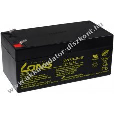 Kung Long lom Akkumultor WP3.3-12 helyettesti Diamec DM12-3.3 12V 3,4Ah (helyettesti 12V 3,3Ah)