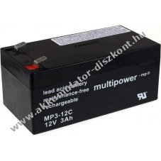 lom Akkumultor 12V 3Ah (Multipower) MP3-12C ciklusll, ciklikus