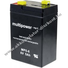 Powery lom Akkumultor (multipower) MP5-6 helyettesti Panasonic LC-R064R5P 6V 5Ah