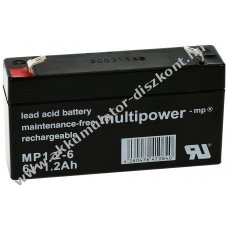 Powery lom Akkumultor (multipower) MP1,2-6 helyettesti Panasonic LC-R061R3PG 6V 1,2Ah