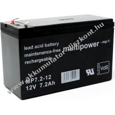 Powery lom Akkumultor (multipower) MP7,2-12 VDS min. helyettesti Panasonic LC-R127R2PG 12V 7,2Ah F1