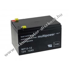 Powery lom Akkumultor (multipower) MP12-12 VDS-minstssel helyettesti Panasonic LC-RA1212PG 12V 12Ah