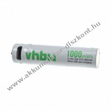 AAA Akkumultorcella Micro USB csatlakozval, 280mAh, Li-Ion