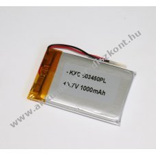 Li-Po Akkumultor 3,7V 1000mAh 503450 vezetkes, beszerelhet