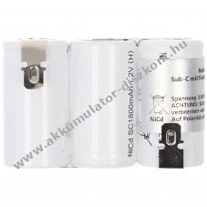 Vszvilgts Akkumultor, Ni-Cd, 3.6V, 1800mAh, F1x3, Sub-C, F2 csatlakozval