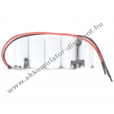 Vszvilgts Akkumultor, Ni-Cd, 6V, 1600mAh, F1x5 Sub-C Akkumultorpakk, 10 cm vezetkkel