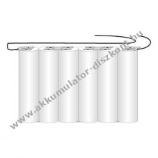Vszvilgts Akkumultor, Ni-Cd, 7.2V, 2500mAh, F1x6 Baby C Akkumultorpakk, 10 cm vezetkkel