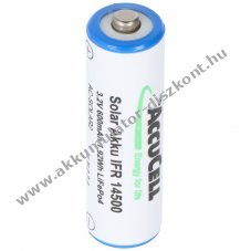 IFR 14500/AA Solar Akkumultor Lithium, 3.2V, 600mAh, LiFePo4