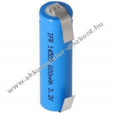 IFR 14500/AA Solar Akkumultor Lithium, 3.2V, 600mAh, LiFePo4, U fles
