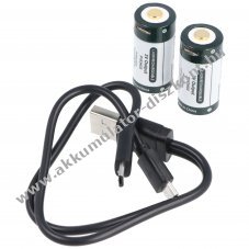 2db KEEPPOWER RCR123A/16340 Micro USB tltaljzattal s kbellel Li-Ion Akkumultor 3V 1000mAh troldobozz