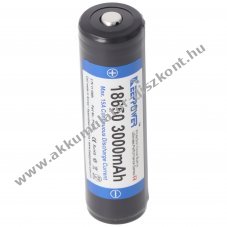 Keeppower 18650 Akkumultorcella 3.6-3.7V 3000mAh, Li-Ion vdelmi elektronikval 15A - Kirusts!