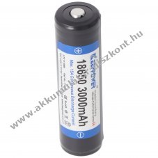 Keeppower 18650 Akkumultorcella 3.6-3.7V 3000mAh, Li-Ion vdelmi elektronikval 15A