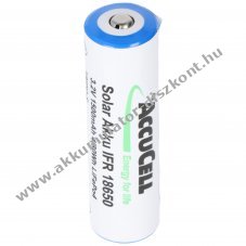 IFR 18650 Solar Akkumultor Lithium, 3.2V, 1500mAh, LiFePo4, rintkez fejjel