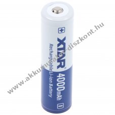 Xtar 18650 Li-Ion Akkumultor 3.7V, 4000mAh, vdelmi elektronikval, ritkez fejjel, 10A