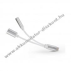 Lightning + audio adapter 3,5 mm jack fllhallgathoz - 2in1 - ezst/fehr