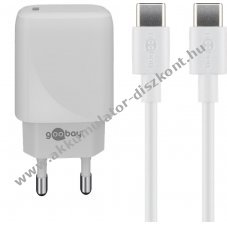 Goobay USB-C PD t�lt�k�szlet 20W 1m k�bel feh�r